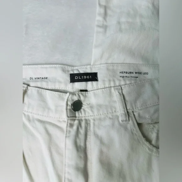 DL1961 Hepburn High Waist Raw Hem Wide Leg Jeans Size 30 - Picture 11 of 13